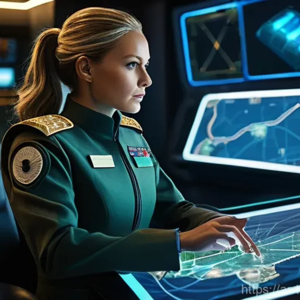top war 게임 내 보석 사용법 - **Prompt:** "A wise and seasoned female commander, approximately 30-40 years old, with strong, deter...