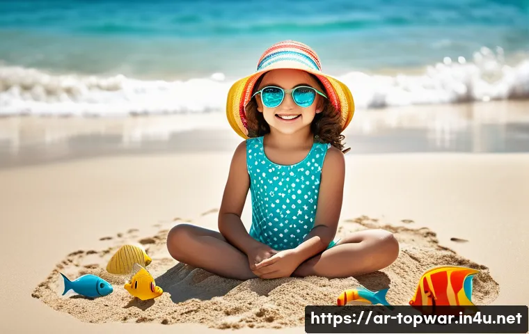 top war 실시간 전략 가이드 - **Prompt:** "A young girl, around 7 years old, wearing a colorful, modest swimsuit with a playful pa...
