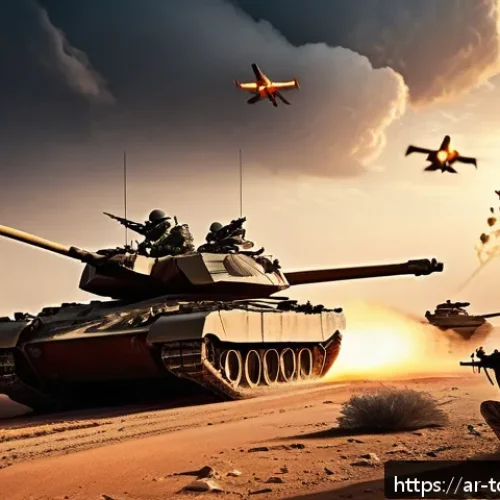 top war 리더십 증가 방법 - A detailed, vibrant battlefield scene from the Top War game featuring coordinated military units in ...